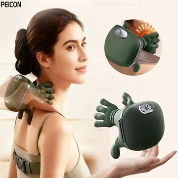 Finger Pressure Neck Massager Shoulder and Back Massager with Heat Shiatsu Deep Tissue Kneading for Pain Relief Massage Relax